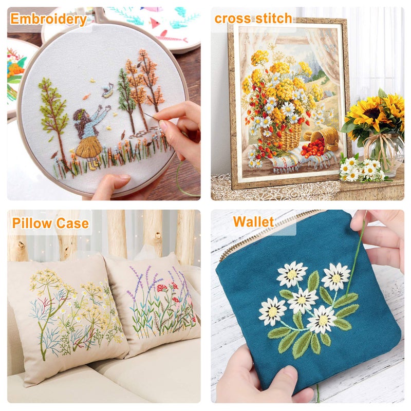 Inscraft 403 Pack Embroidery Floss Set, 250 Colors Cross Stitch Friendship Bracelet Thread with 153 Pcs Cross Stitch Tool, 4-Tier Transparent Box for Storage - Image 5